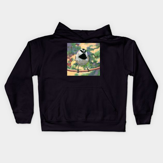 Mountain Chickadee Bird Kids Hoodie by NoCoBirds